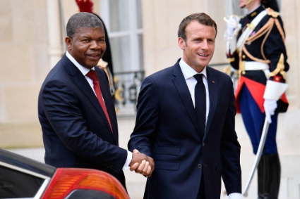 João Lourenço et Emmanuel Macron à l'Elysée, le 28 mai 2018.