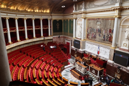 L'hémicycle du palais Bourbon lors de la journée d'accueil des députés à l'Assemblée nationale à Paris, le 21 juin 2022.