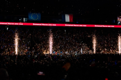 L'unique meeting de campagne d'Emmanuel Macron, le 2 avril 2022, à Paris La Défense Arena.