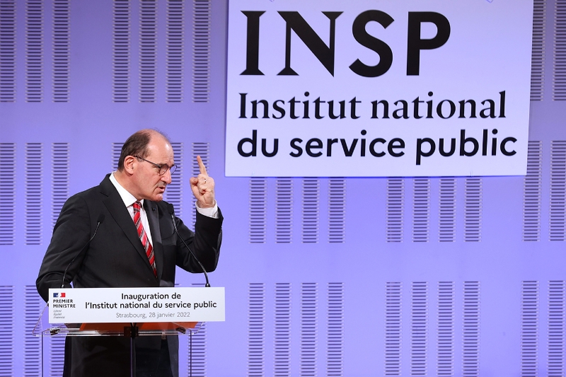Le premier ministre Jean Castex lors de son discours d'inauguration de l'Institut national du service public (INSP), le 28 janvier.