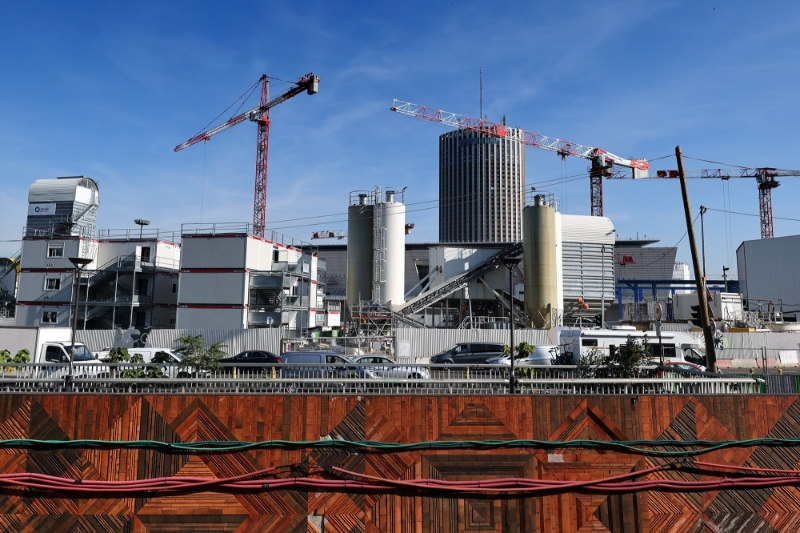 Le site de la construction de la future gare Porte Maillot du RER E, aménagée dans le cadre du projet Eole, le 6 septembre 2021.