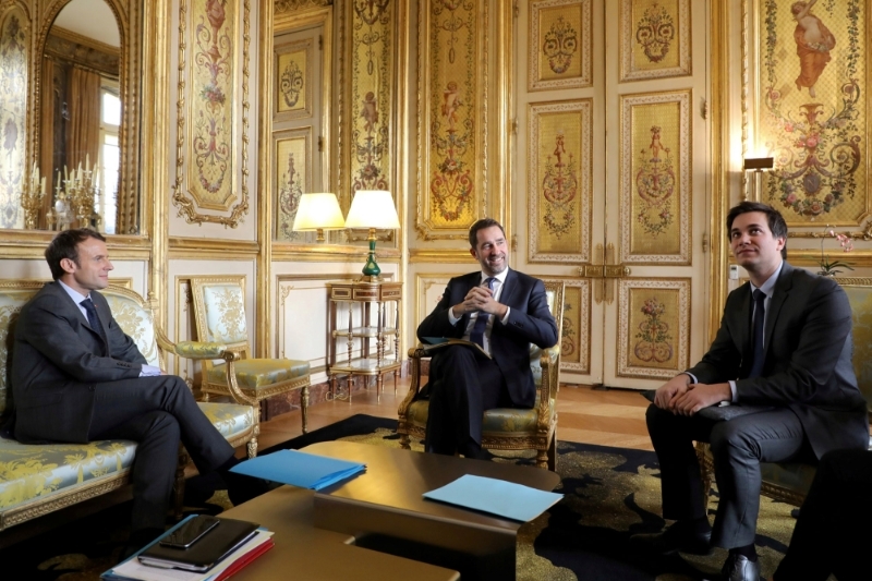 A moins de 30 ans, Pierre Person, ici à l'Elysée avec Emmanuel Macron et Christophe Castaner, est un rouage essentiel de LREM.