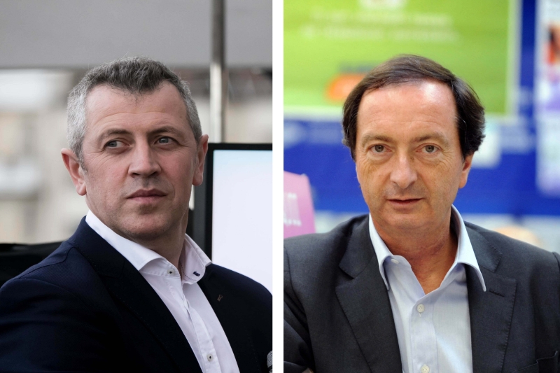 A gauche, Michel Biero, directeur des achats de Lidl, et Michel-Edouard Leclerc.